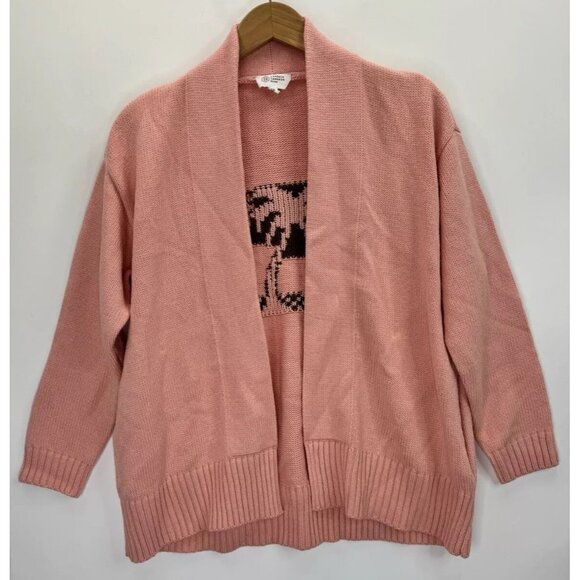 Candace Cameron Bure Pink Palm Tree Cardigan Sweater Size Small - Picture 4 of 10